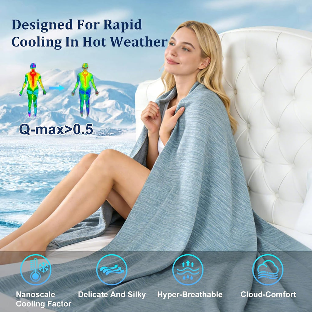 Double-Sided Cooling Blanket, Arc-Chill Q-Max >0.5 Cooling Fiber for Hot Sleepers Night Sweat Relief Lightweight