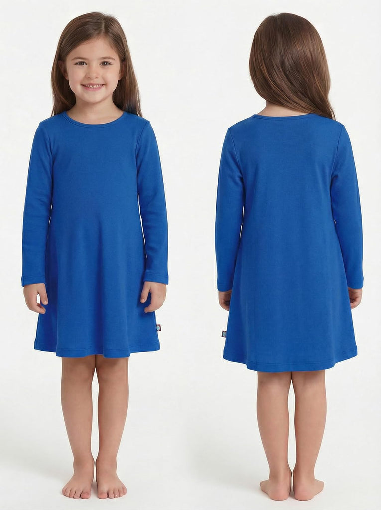 Girls' 100% Cotton Long Sleeve Dress