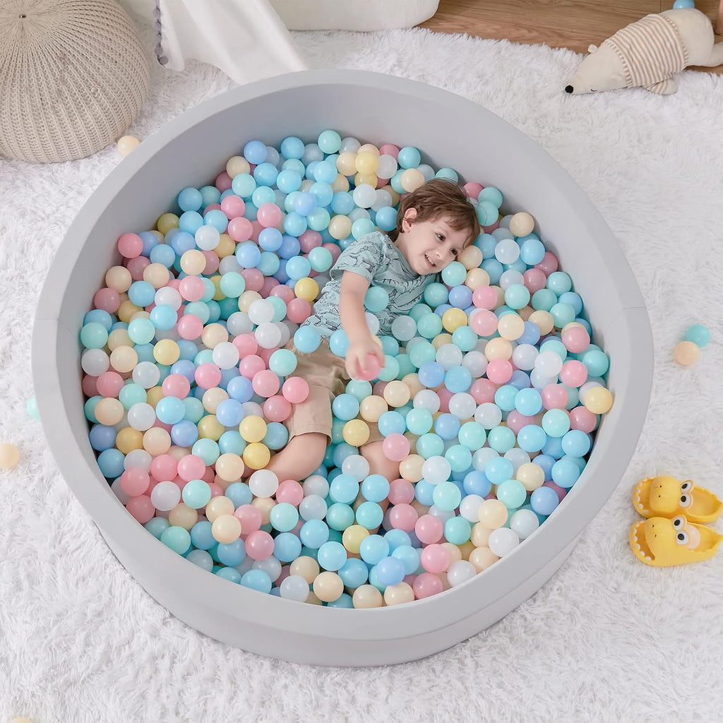 Foam Ball Pit, 47.2"x 13.8" Large Ball Pits for Toddlers-Grey