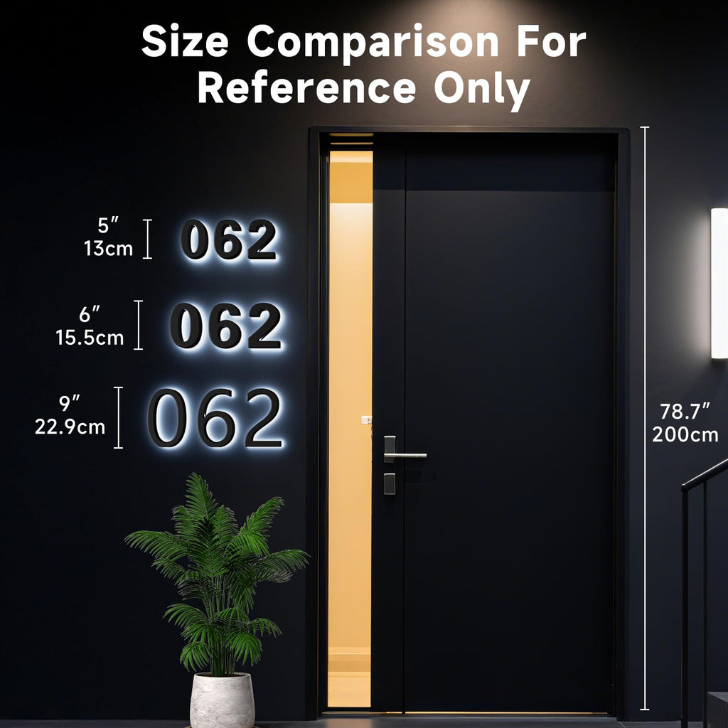 5 Inch Backlit House Numbers for Outside, Stainless Steel
