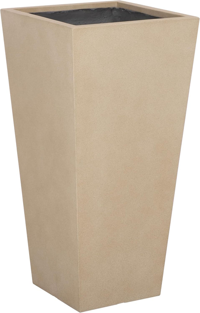 Outdoor Patio Furniture Collection - Paloma Large Beige Pedestal Planter, Fully Assembled Ficonstone Outdoor Planter