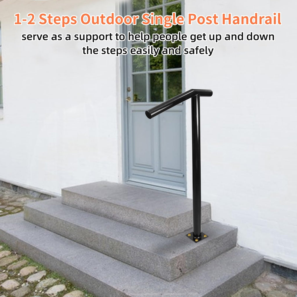 1-2 Step Single Post Handrail-38 H Handrails for Outdoor Steps