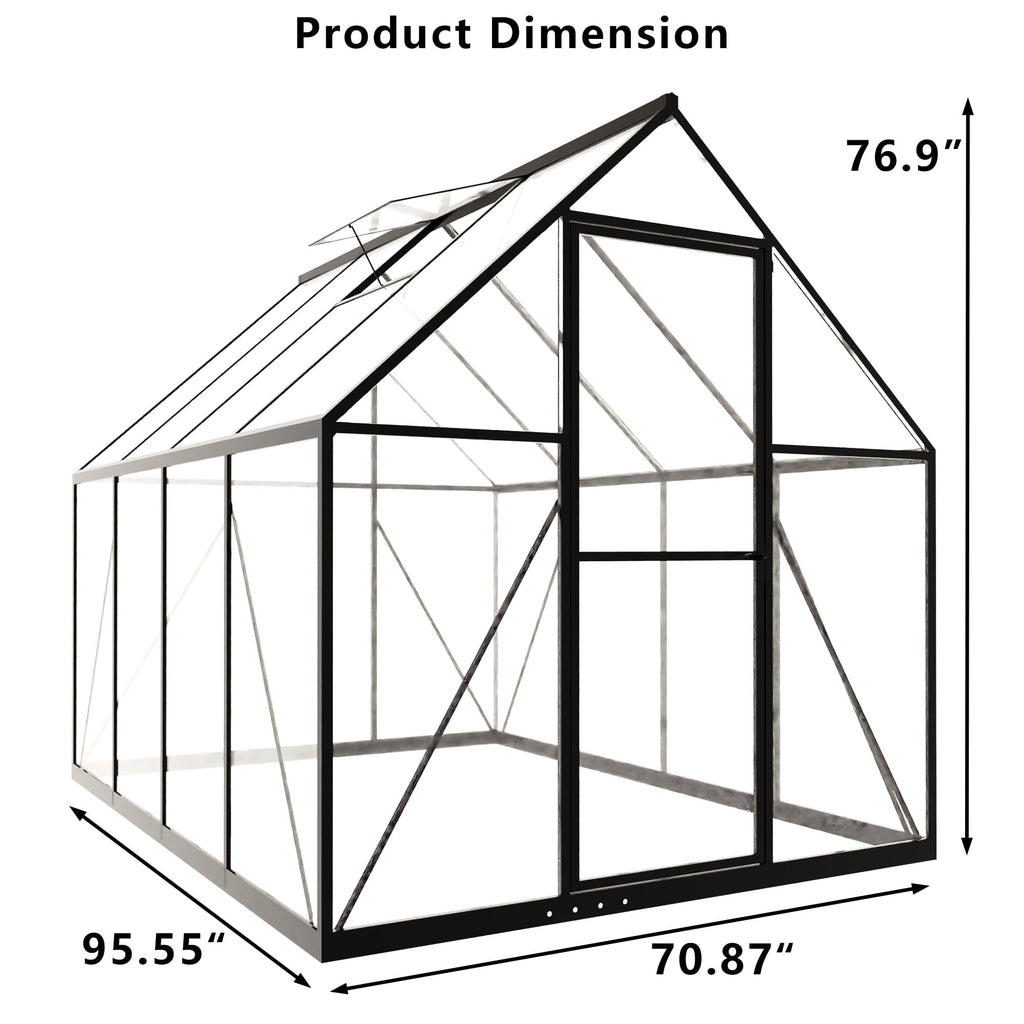 Greenhouses for Outdoors, 8x6 FT Heavy Duty Polycarbonate Greenhouse Panels, Outside Mini Garden House Kit for