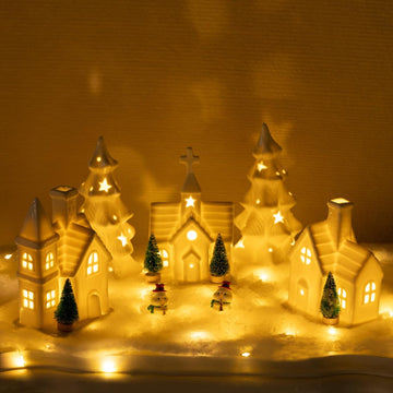 Christmas Decorations Indoor - 11 Pcs Ceramic Christmas Village Set