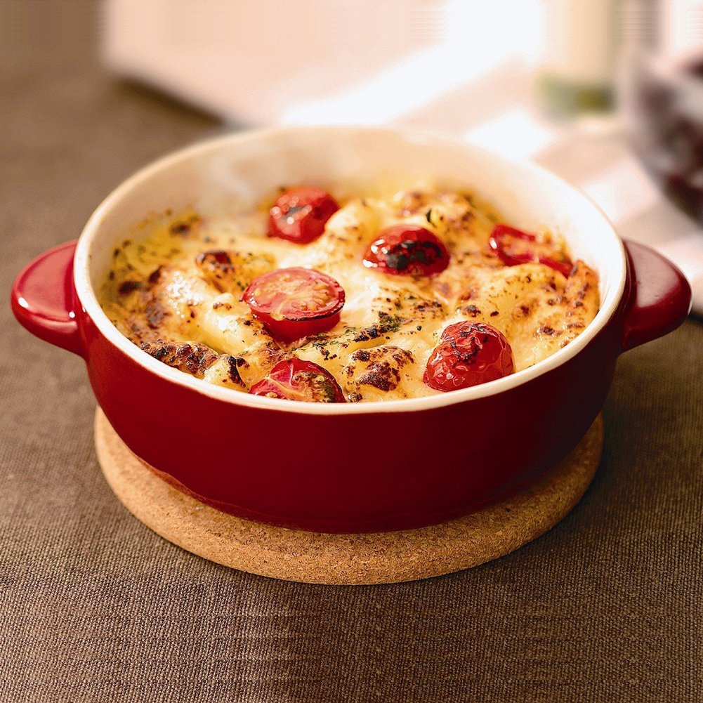 Hot Round Au Gratin, Red, Oven, Microwave, Dishwasher Safe, Gift, Present