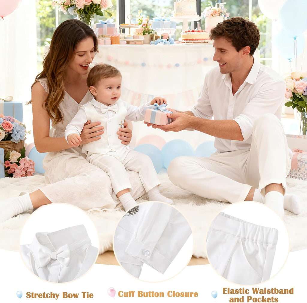Christening Baptism Outfits for Boys Formal Dress White Baby Suit