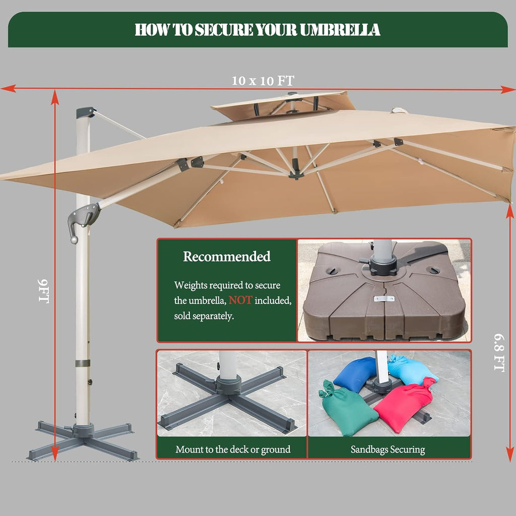 Cantilever Patio Umbrella with Cross Base and Cover Included