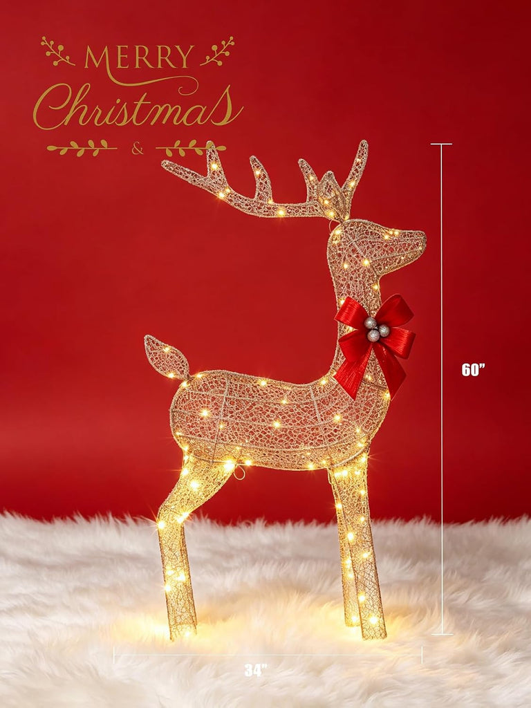 5FT Lighted Christmas Deer, Outdoor Reindeer Decoration