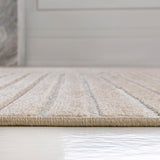 Y Hallie High-Low Curve Beige/Cream 8x10 Indoor/Outdoor Area Rug, Minimalist, Japandi, Geometric