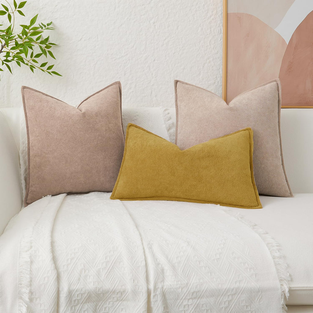 Soft Waterproof 22"x22" Pillow Covers 2 Pack, Mustard Yellow
