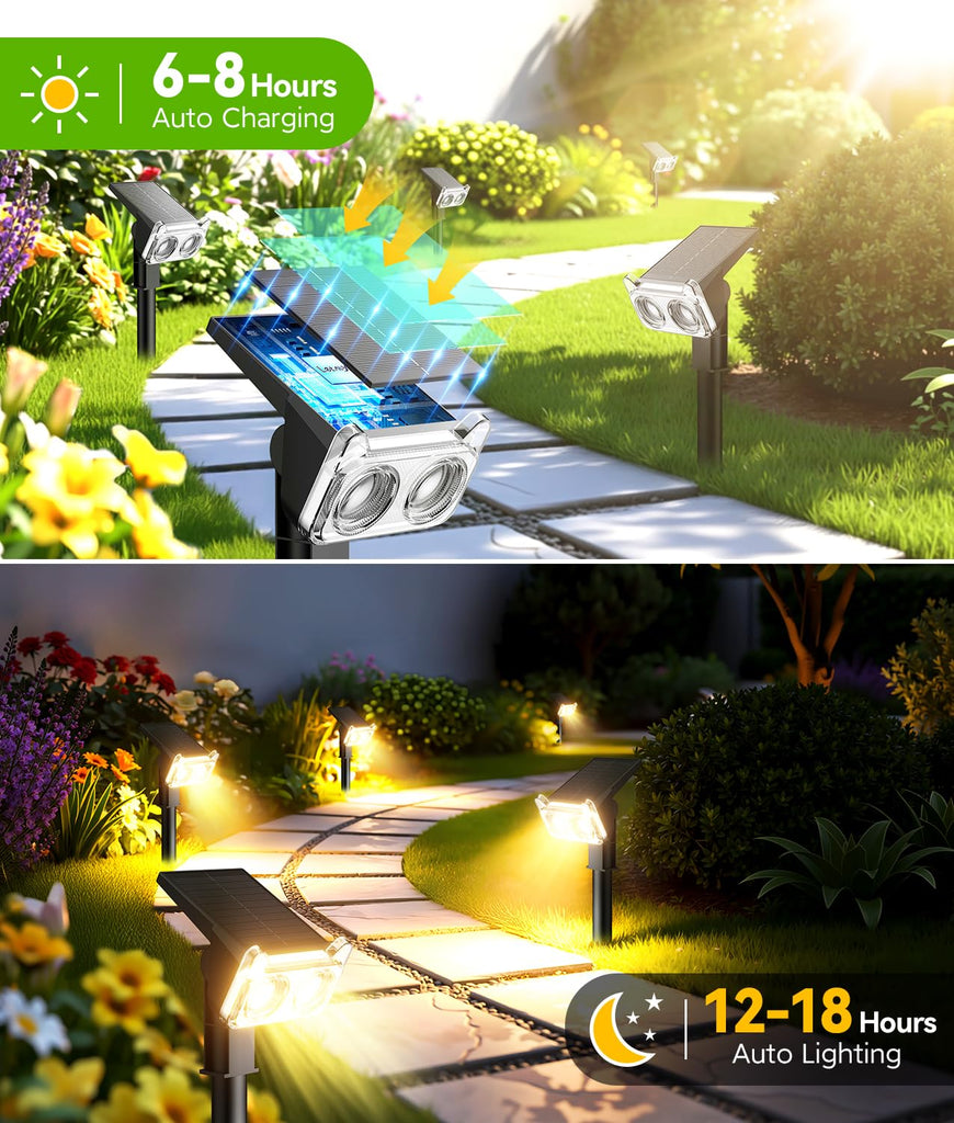 Solar Spot Lights Outdoor Waterproof, 12Pack, 14 Big LEDs, 2 Modes