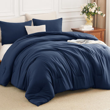Comforter Sets, 3 Pieces with 2 Pillowcases, Navy Blue