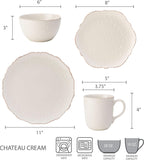 Chateau Cream 16-Piece Stoneware Dinnerware Set, Service for 4, Off White