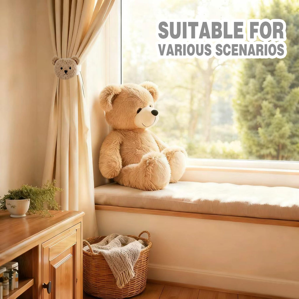 Cartoon Bears Curtain Tiebacks, Cute Cartoon Animal Curtain Holdbacks for Safari Nursery & Jungle Theme Rooms - 2 Pack