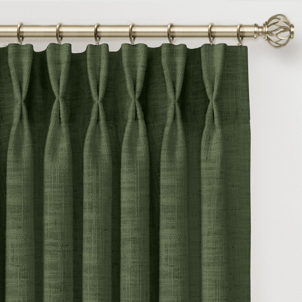 Memory Trained Pinch Pleated Thick Linen Curtains 108 Inches Long
