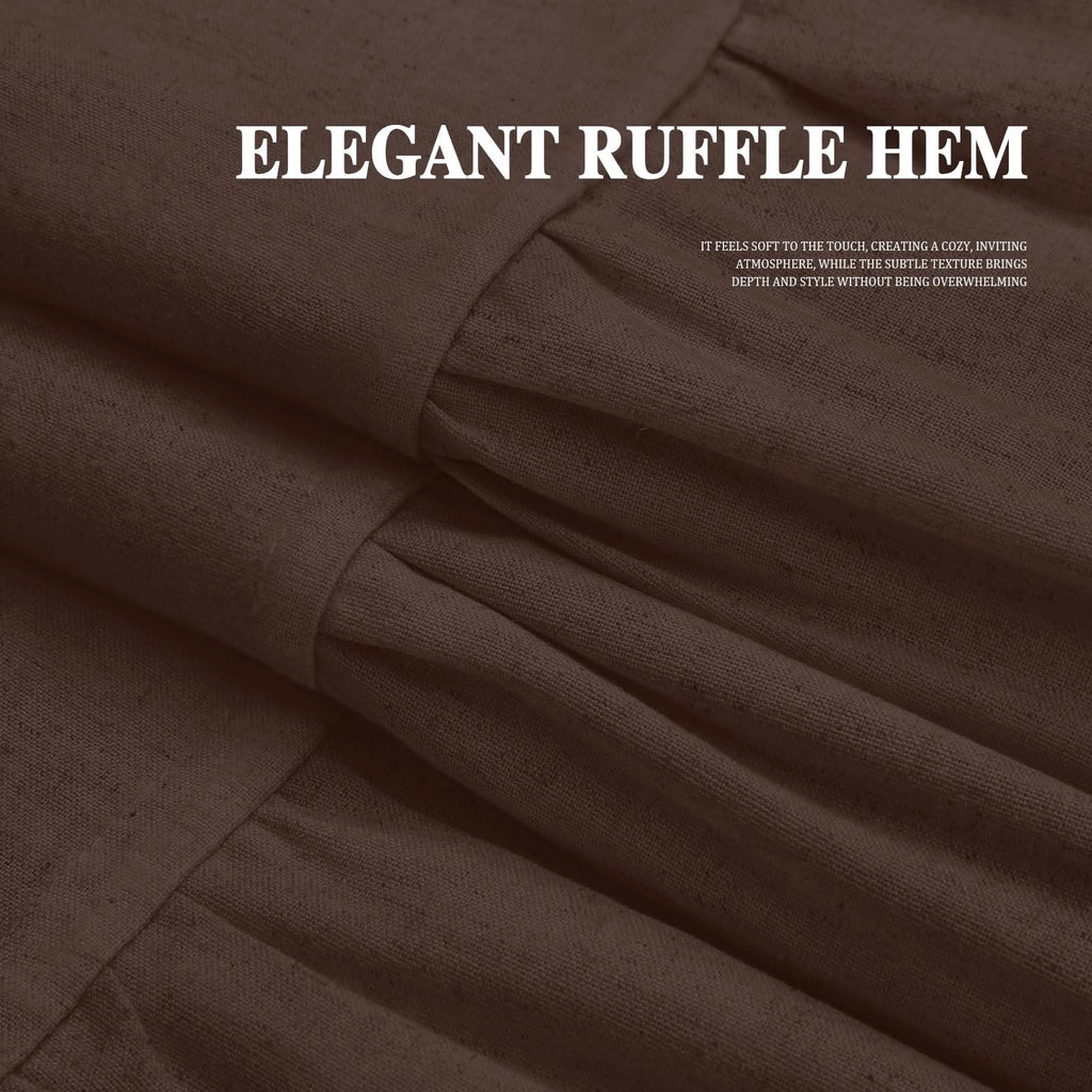 Farmhouse Ruffle Linen Flax Brown 72" W x 72" L