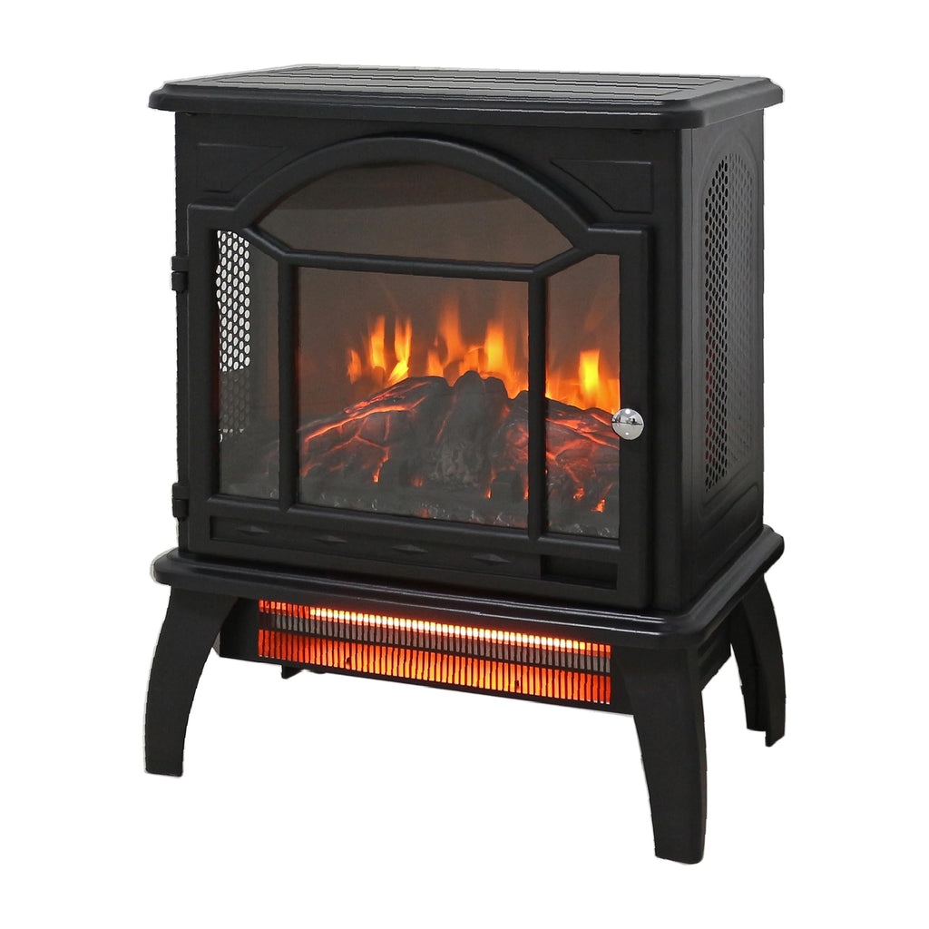 Freestanding Electric Fireplace Heater,Portable Infrared Fireplace Stove with 4 Types of 3D Realistic Flame