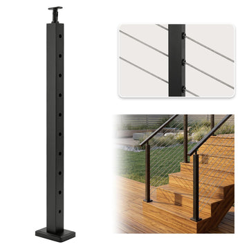 36IN Cable Railing Stair Post 30°Angled