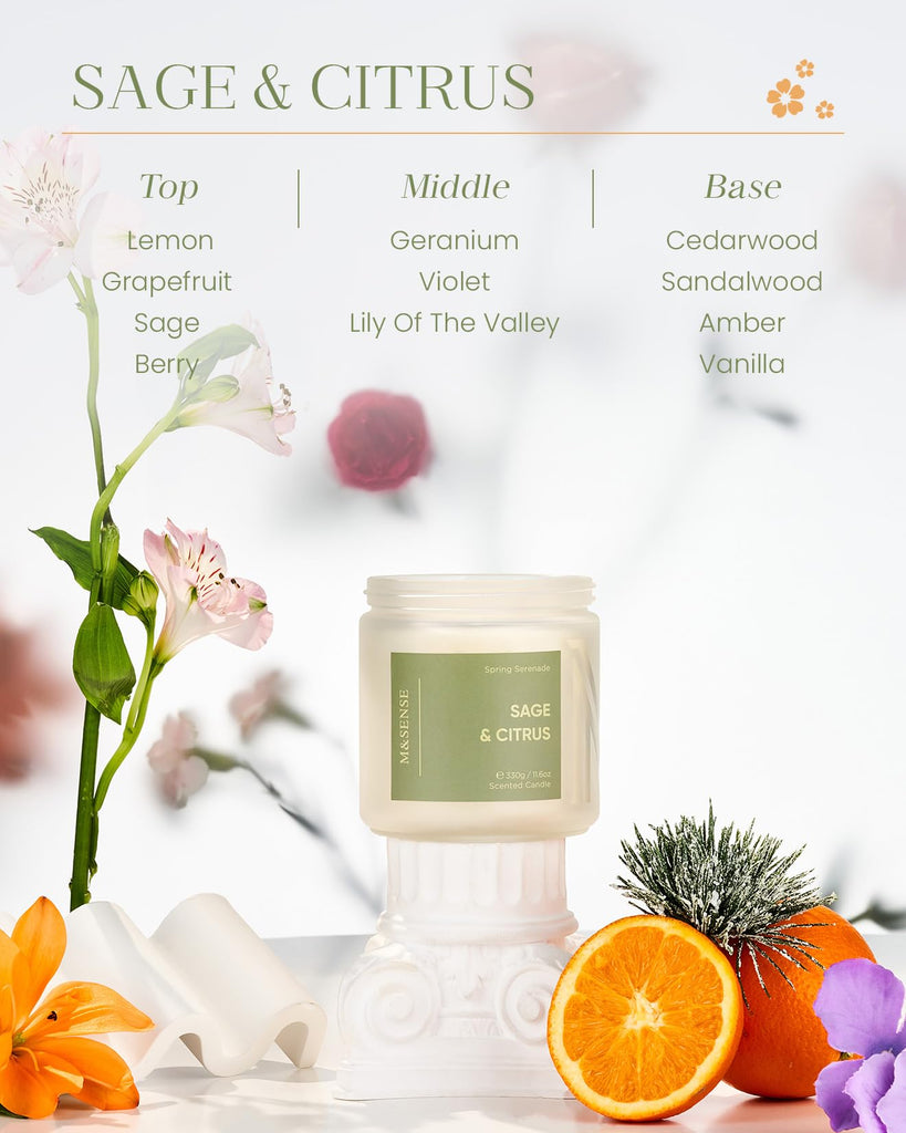 Sage Candles, 11.6oz Natural Soy Wax, 70 Hours Long Lasting