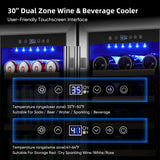Wine and Beverage Refrigerator 30 Inch, Beverage Fridge Dual Zone with Upgraded 