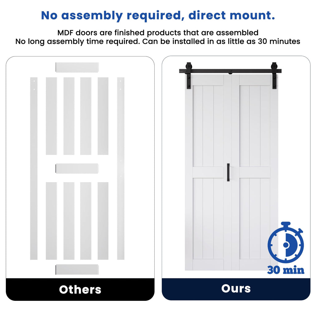 Bifold Barn Door 24" x 84", MDF Bi-Fold Sliding Closet Doors