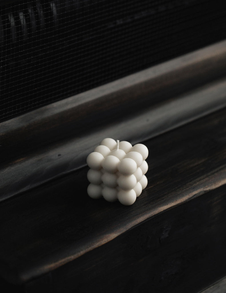 Bubble Candle - Cube Soy Wax Geometric Elegant Aesthetic Candle Housewarming Gift Home Decor Idea Black | White