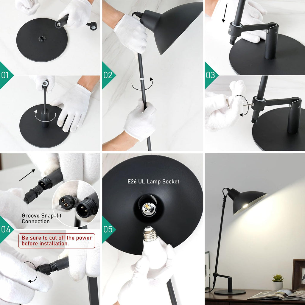 Desk Lamp Modern Industrial 100% Metal Adjustable Table Lamp 24", Natural Light (4000K) with Dimmer, Ideal Bedroom