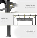10' x 10' Aluminum Patio Pergola with Retractable Pergola Canopy, Backyard Shade Shelter for Porch, Outdoor Party