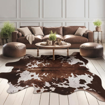 Faux Cowhide Cow Print Rug, Animal Hide Western Decor