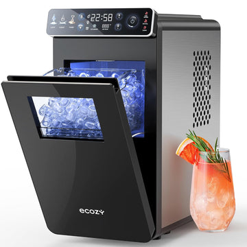 Ice Makers Countertop, Ultra Slim Design with Full-Color Panel, Internal Lights, 26 lbs/24H, Timer Ice Making, Two