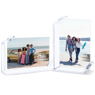 4x6 Picture Frame, 2 Pack Floating Acrylic Photo Frames, Double Sided Modern Tabletop Stands, Horizontal and Vertical