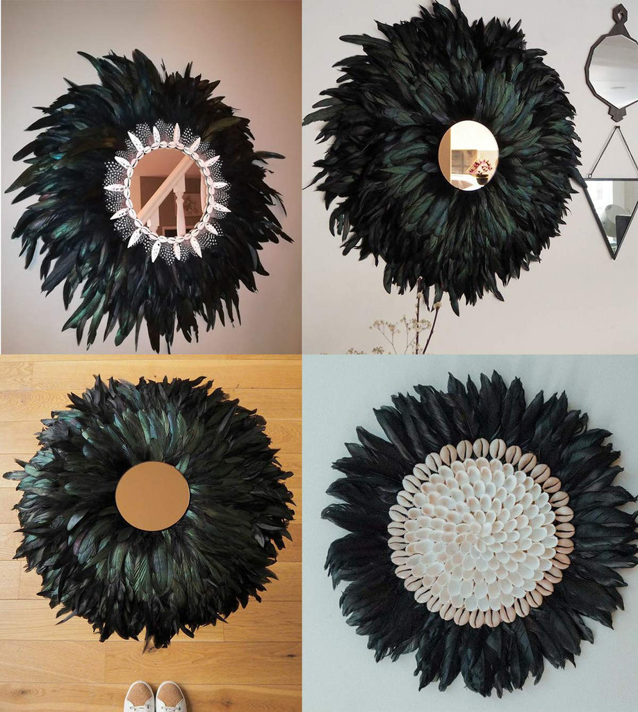 10-12" Rooster Hackle Feather Fringe Trim, Sewing Craft Feather for DIY Decorations-Black - 2 Yards