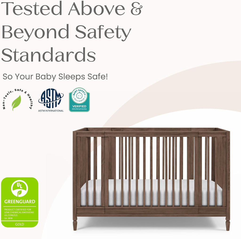 Jalen Grow with Me 9-in-1 Convertible Crib, Teak Brown | Greenguard Gold Certified Crib Converts from Portable