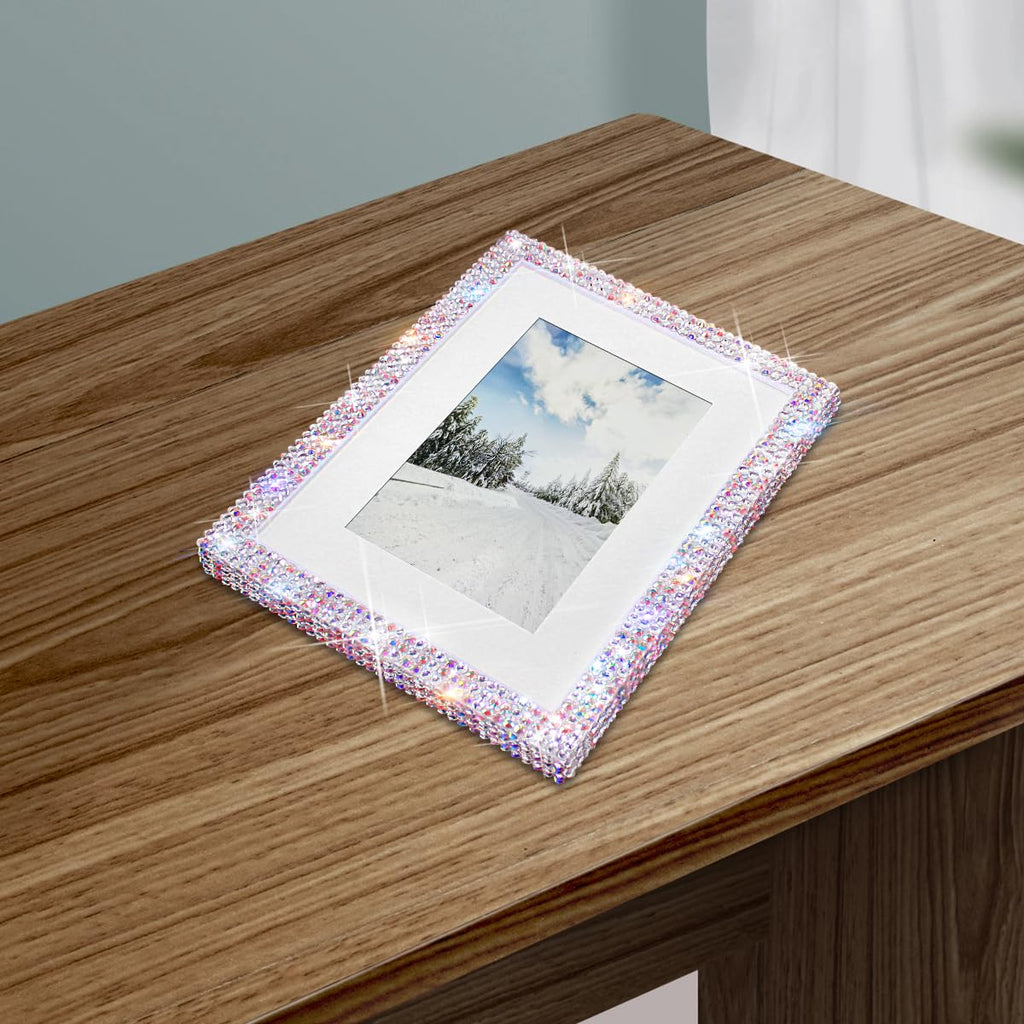 8x10 Bling Picture Frame, Display Pictures 5x7 with Mat or 8x10 Without Mat, Wall Hanging Glitter Shiny Crystal Photo