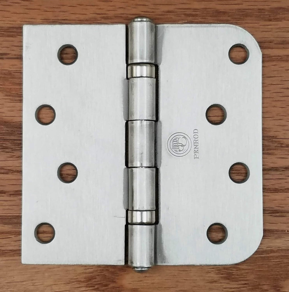 Stainless Steel Ball Bearing Door Hinges, 4 Inch with 5/8 Inch Square Corners, NRP, 3 Pack