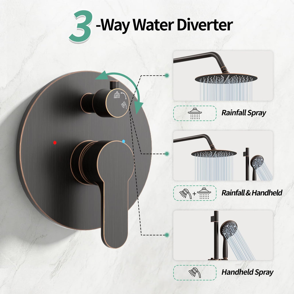 10" Shower Faucet Set with Shower Slide Bar,Oil Rubbed Bronze
