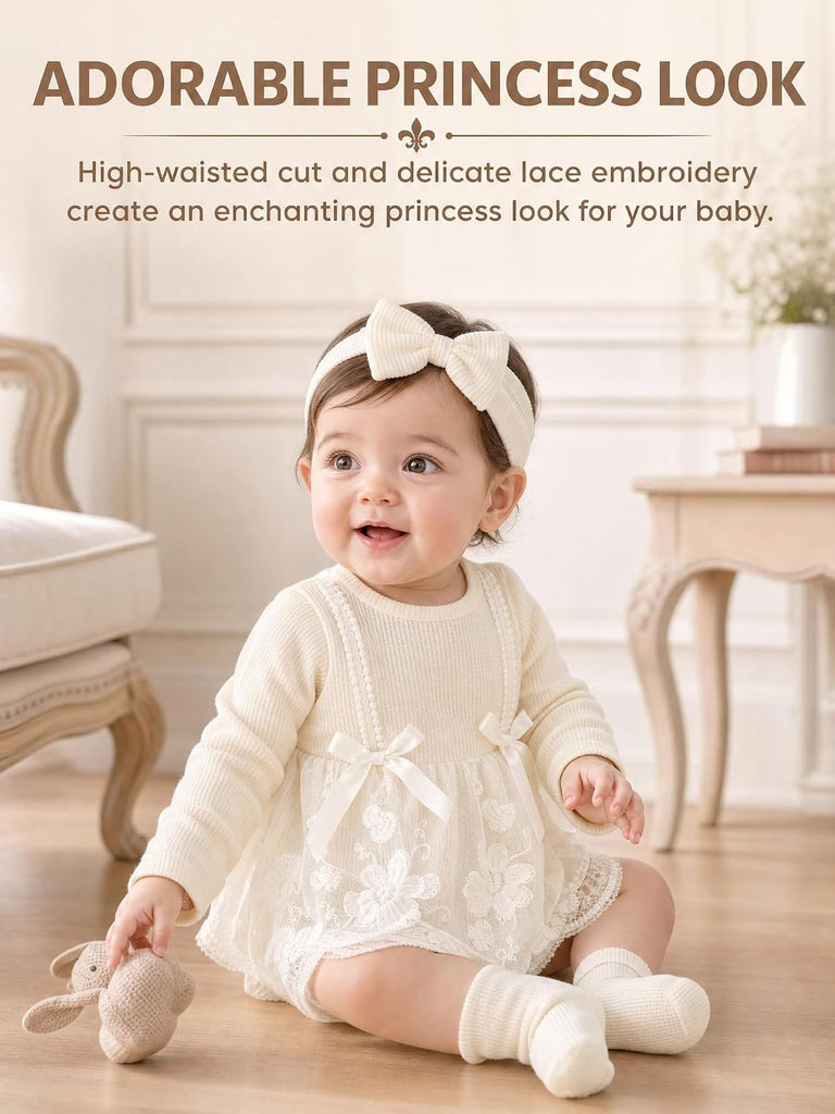 Baby Girls Princess Romper Dress Floral Lace Tutu Piece Set