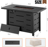 Walsunny 43 inch Outdoor Propane Fire Pit 50,000 BTU Gas Fire Pit Table with Lid, Waterproof Cover, Rectangle Gas Firepit Table for Garden/Patio, CSA - Image 7