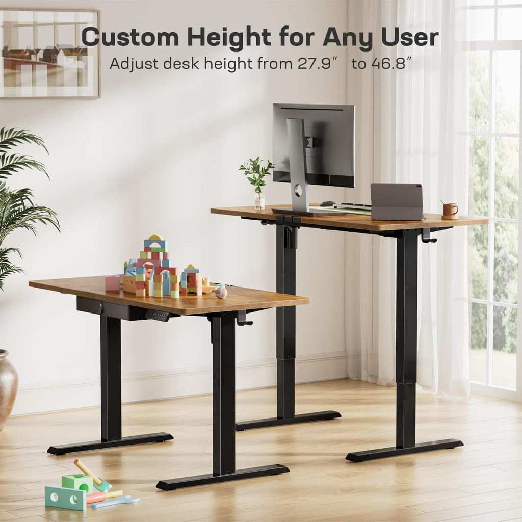 48x24 Electric Standing Desk with Drawer, Computer Desk, Sit Stand Office Table with Storage & Hooks & Cable