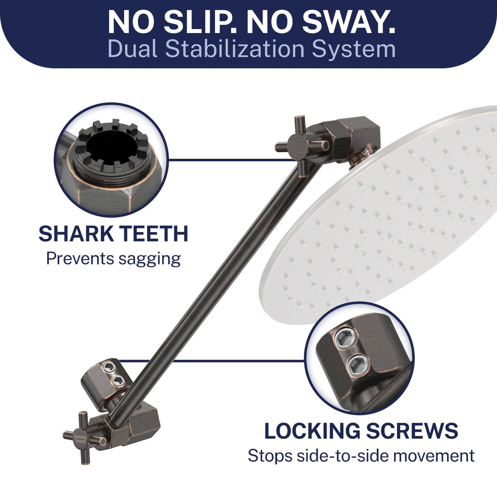 Metal Adjustable Shower Head Extension Arm, 12 Inch Reach