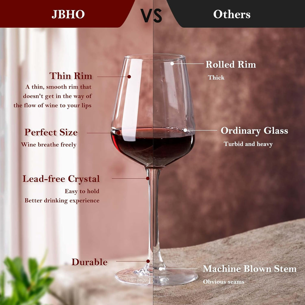 Hand Blown Bordeaux Wine Glasses - Set of 6-18 Ounce - Great Gift Packaging - Red Wine Glasses Lead-Free Premium Glass