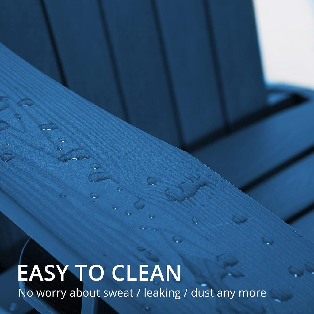 Outdoor Adirondack Chair, Cup Holder, Navy Blue | HDPS poly lumber, all-weather resistant, Low maintenance, built-in