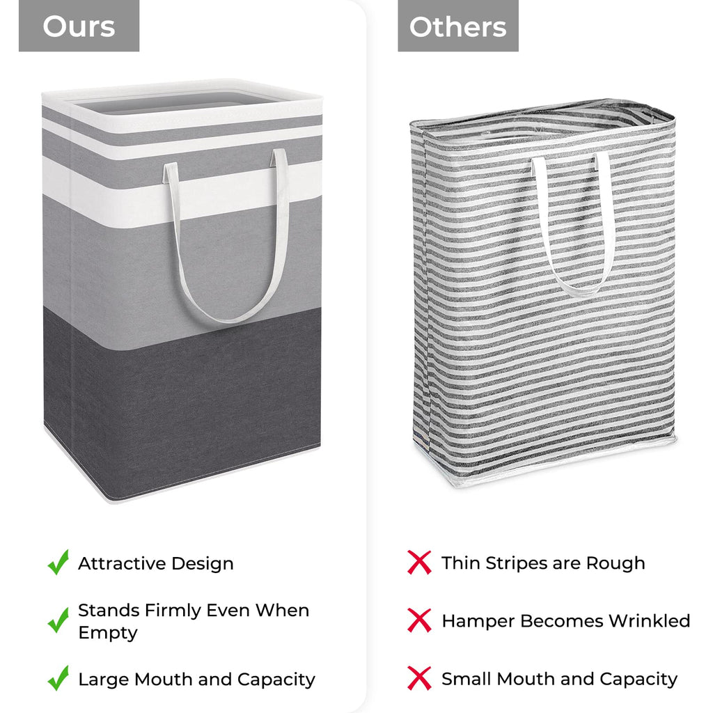 2 Pack Laundry Baskets, Laundry Hampers Bags (Grey+Blue 88L)