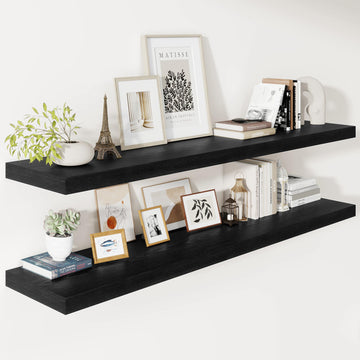 2" Thick Floating Shelves for Wall 55 Inches Long, 12" Deep Wall Shelves, Modern Home Decor, 55" X 12" X 2", Set of