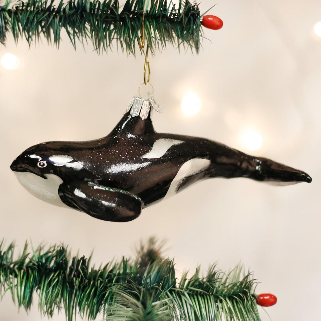 Sea and Water Animals Glass Blown Ornaments for Christmas Tree Orca Whale