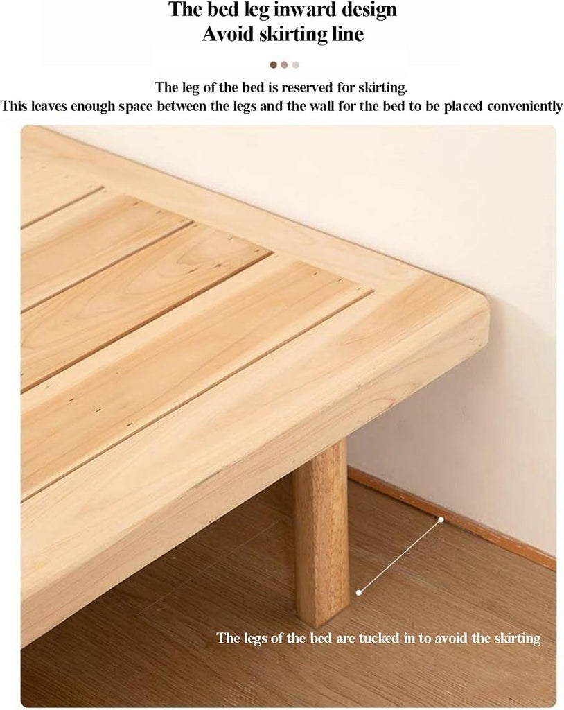 Modern Solid Wood Floating Platform Bed Frame, No Headboard Tatami Style with 9 Adjustable Legs