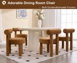 Velvet Upholstered Dining Chairs Set of 2, Modern Dining Room Chairs with Back, Round Kitchen Chairs