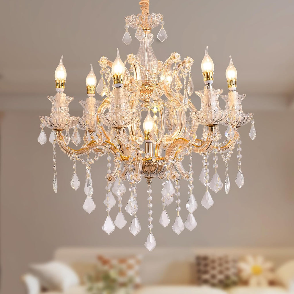 Crystal Chandeliers Light Dining Room_K9 Modern Chandelier Lights for Bedroom - 7 E12 Bulbs Hanging Pendant Lighting Fixtures for Living Room Kitchen Farmhouse Hallway Ceiling Entryway A111-B0F443LL1G