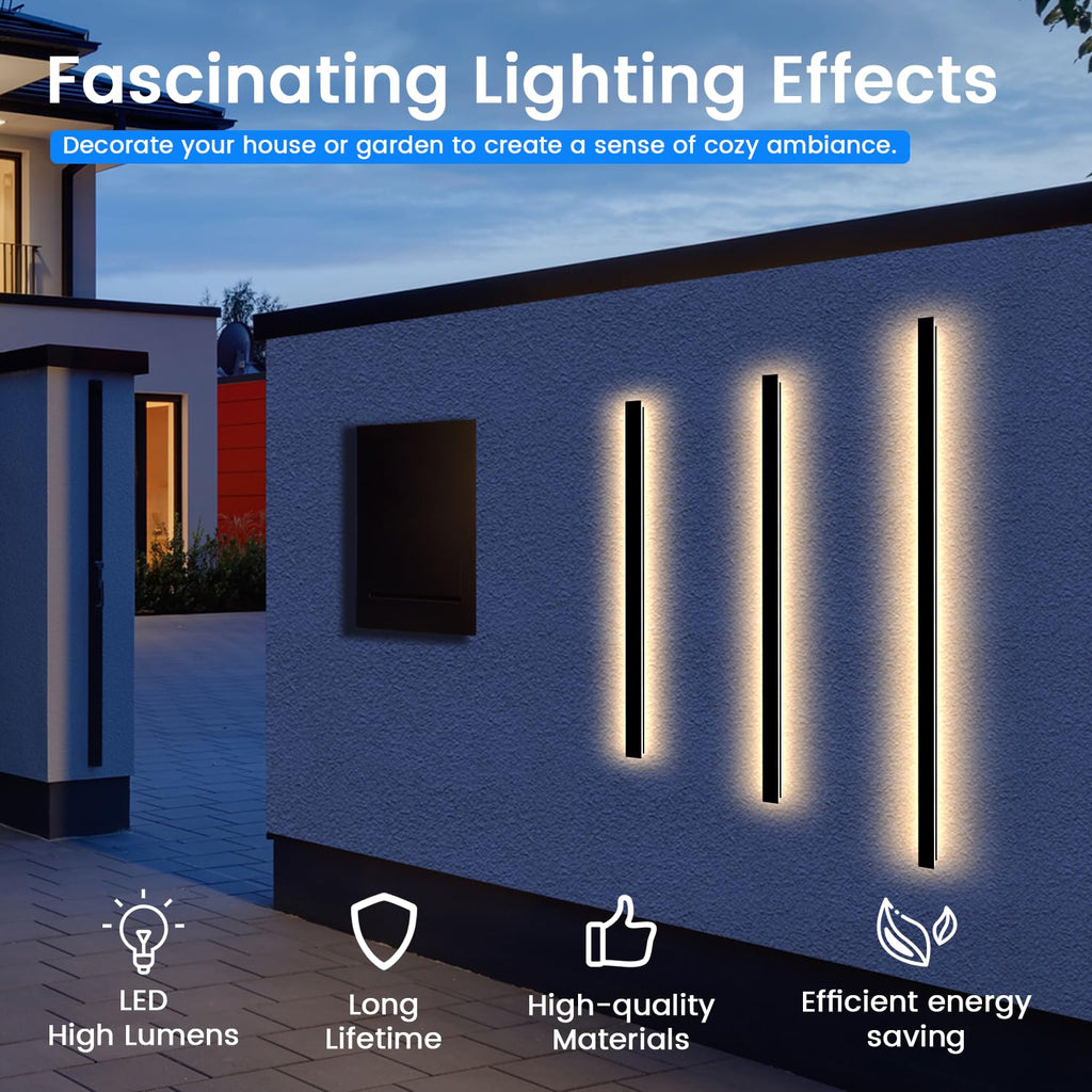 Outdoor Wall Lights - 92.5inch Modern Outdoor Wall Light Fixture Long Strip Wall Sconce, Ip65 Waterproof Exterior