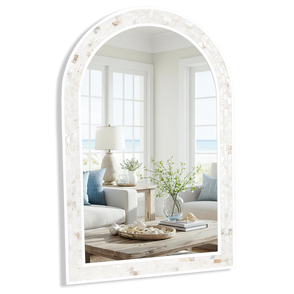 Arched Mirror 24x36 Inch with Shell Frame